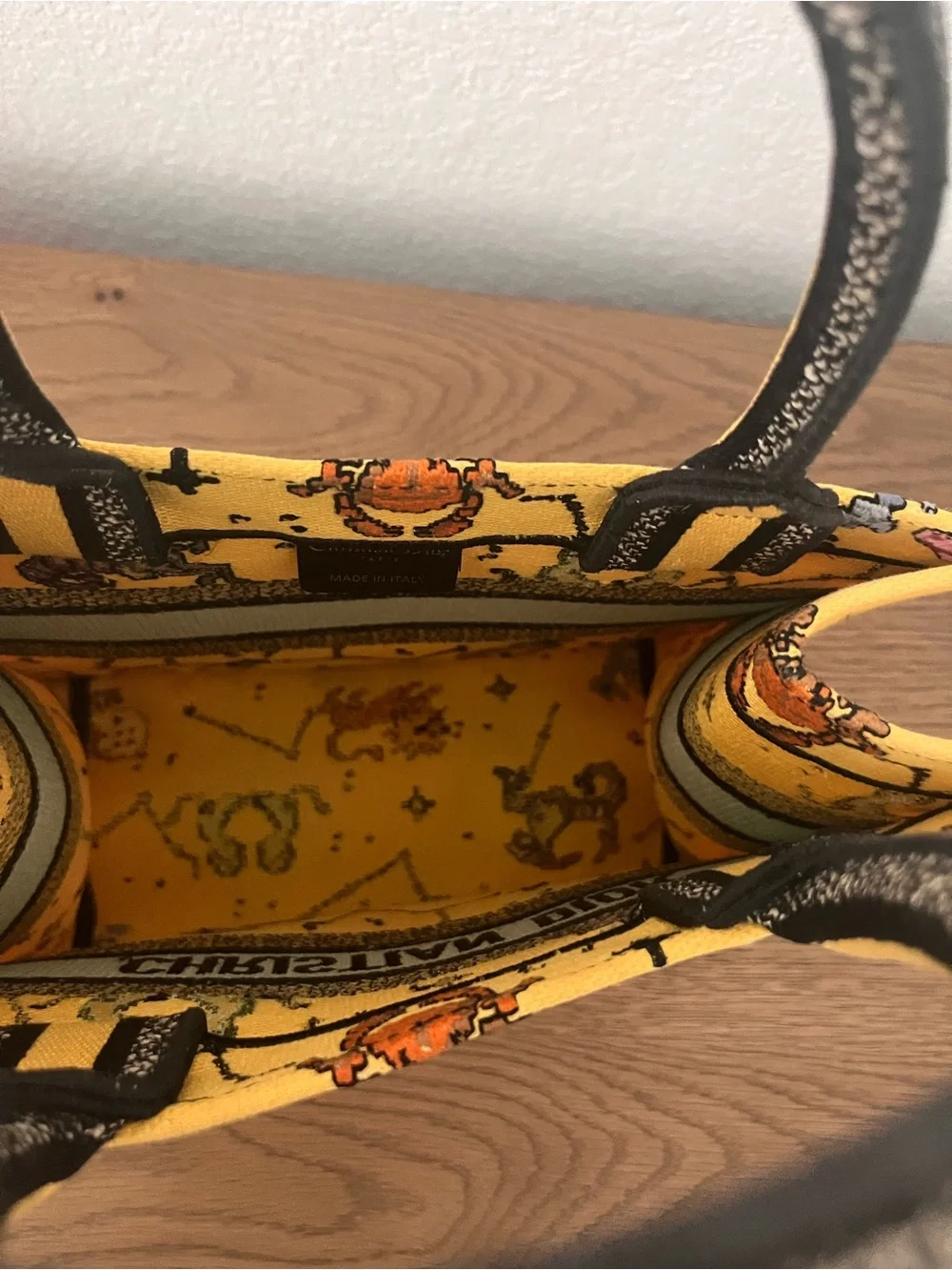 Dior Yellow Zodiac Canvas Book Tote Small